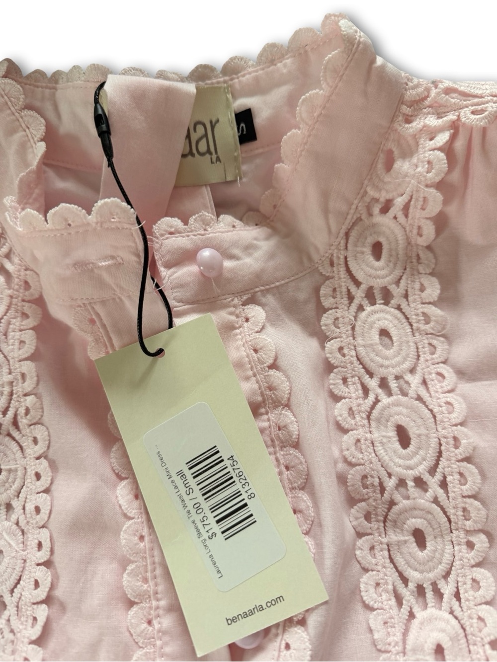 Benaar LA Delicate Pink Lace-Panel Mini Dress - Picture 3 of 5
